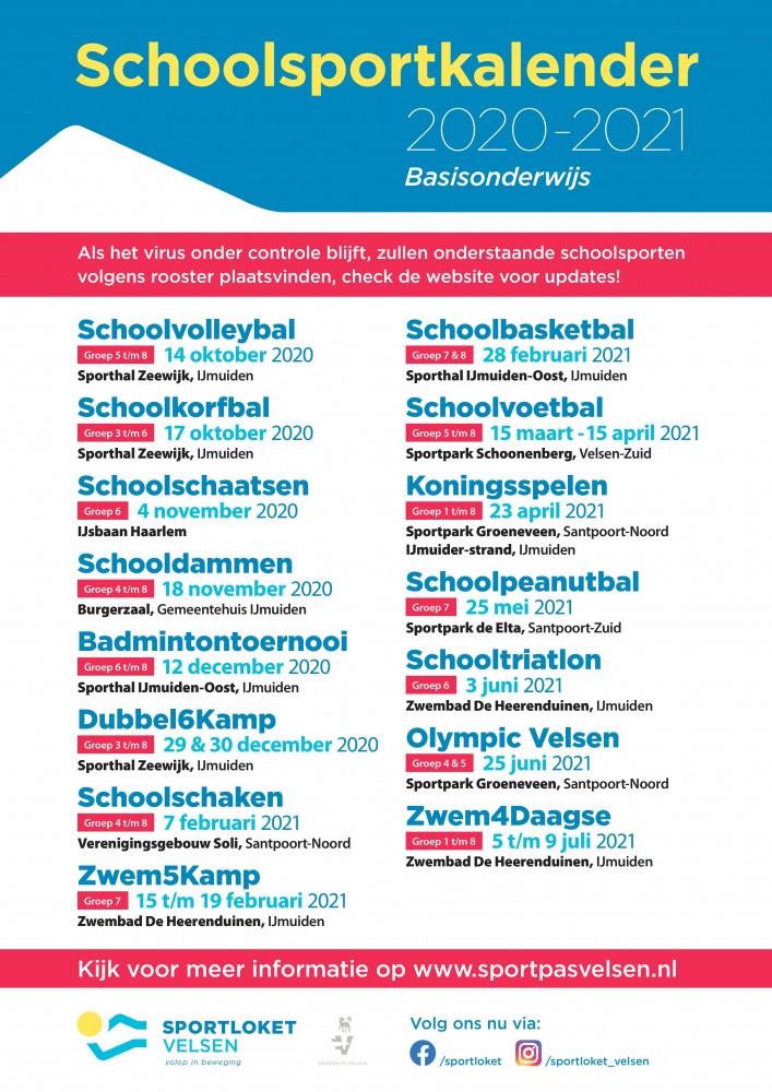 Schoolsportkalender basisonderwijs 2020-2021